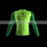 Polyester Spandex Long Sleeves Gang Green Compression Shirt/Rash Guard With Club Logo Player Name and Numbers at Sleeves