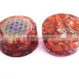 Carnelian Flower Of Life Orgonite Energy Tower Buster : Energetic Space Protectors thumbnail-6