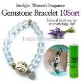 Starlight Womens Fragrance Gemstone Bracelet Tin/Platinum Plating/Austria Crystal/compression Pads/Natural Facial Oils for Aroma