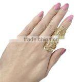 2016 Fashion Ladies Finger Double Ring With Rhinestone Punk Crystal Ring Chain Finger Ring thumbnail-1