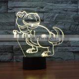 3D Optical Lamp Dinosaur Style Night Light 7 RGB Light Colors 10 LEDs AA Battery or DC 5V Mixed Lot thumbnail-4