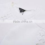 New 2016 Woman OL Casual Suits Female Long Sleeve Blouse Short Skirt Two-Pieces Set Hollowed Lace Patched thumbnail-5