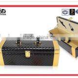 Top Grade Leather Wooden Wine Boxes With Gold Lock