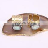 Natural Amazon Gold Plated Druzy Ring, Gold Plated Metal Brass Gemstone Druzy Ring, Fashion Stone Jewelry Druzy Stone Ring thumbnail-2