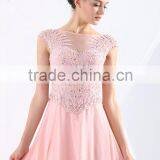 Exquisite Beaded Sexy Embroidered Backless Pleated Cap Sleeveless Evening Gown Formal Dress Patterns for Girls thumbnail-4