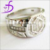 925 Sterling Silver Micro Pave Setting Cubic Zirconia Silver Men Rings thumbnail-1