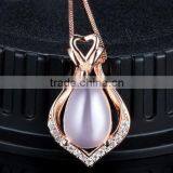 Rose Gold Plated 925 Silver Natural Gemstone Rose Quartz Large Sterling Silver Pendant thumbnail-1