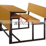 Double Student Desk&Chair,School Table and Chair,Classroom Furniture,Detchable Student Desk and Chair