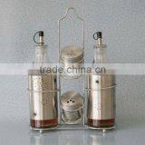 Shining Stainless Steel Coated Glass Cruet With Metal Rack thumbnail-1