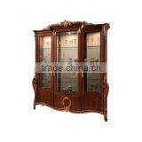 Luxury Solid Wood Wooden and Golden Color Three Door Wine Cabinet/Living Room Classic Display Cabinet(MOQ=1 SET) thumbnail-5
