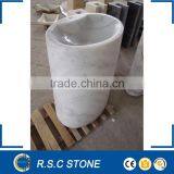 White Carrara Marble Round Kitchen Pedestal Sinks thumbnail-1