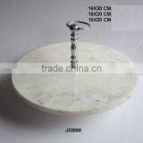 Round Stone Cake Stand With Aluminium Handle in Polish Finish thumbnail-1