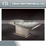 Luxury Furniture Glass Top Marble Base Square Coffee Table Center Table thumbnail-6