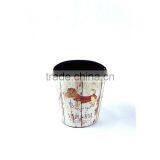 Cartoon Dog Print Waste Bin Faux Leather Open Top Standing Trash Can thumbnail-3