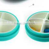 Pinky Color PP Round Portable Travelling 4 Compartment Pill Case thumbnail-2