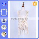 Crochet Cootton Fringes Botton Butterfly Tie Trendy Transparent Handmade Coat thumbnail-1