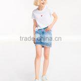 Lovely Heart Pattern Design Custom Printing 100% Cotton Custom O Neck Women White t Shirt thumbnail-5