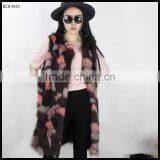 Fully Lined Open Front Fashion Multicolor Faux Fur Vest thumbnail-2