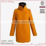 2014 winter straight fit high collar ladies fancy coat