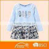 Long Sleeve, Lace Shoulder Layer Skirt Hem Toddler Dresses thumbnail-1