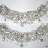Silver Crystal Broad Payal ANKLETS Pair Feet Bracelet thumbnail-2