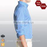 OEM Brand Logo Casual Design Blue Formal Mens Plaid Shirt thumbnail-3