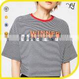 Latest New Model Shirts Crop Tops Women Wholesale Women Striped t Shirt thumbnail-3