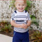 2016 Summer Male and Female Baby Navy Striped T-shirt thumbnail-1