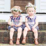 Floral Printing Stripe Splicing Baby Clothes Toddle Romper for Wholesale thumbnail-1