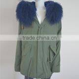 Myfur Customized Navy Lamb Fur Hooded Parka Coats for Adults thumbnail-3
