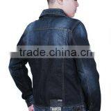 T1031 OEM Denim Top Coat pu Coated Sleeves Men Jacket thumbnail-4