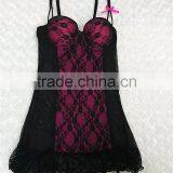 Factory Hot Sale Sexy Black Lace Trim With Transparent Back Babydoll Sexy Lingerie Night Wear thumbnail-1