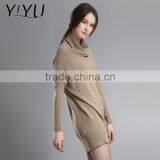 Winter Autumn Women Loose Turtleneck Batwing Sleeve Cashmere Dress Sweater thumbnail-2