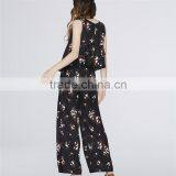 Chic Ropa Mujer Floral Wide Legs Shape Print Black Dressy Pants Outfits thumbnail-3