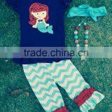 2016 New Hot Baby Girls Summer Mermaid Purple Outfits With Matching Necklace and Headband thumbnail-1