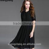 Half Sleeve Black Chiffon Long Dress thumbnail-2