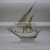 Silver Crystal Arab Dhow For Islamic Souvenirs Gifts