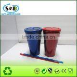 16oz Stainless Steel Tumbler With Straw Travel Coffee Mug thumbnail-5