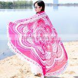 Custom Velour Printed Design Full Digital Color 560GSM High Quality Microfiber Round Beach Blanket Towel thumbnail-4