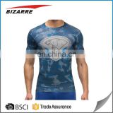 Custom Moisture Wicking Fitness Clothing Polyester Spandex Muscle Compression Gym Mens T Shirts
