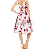 2017 BAIYIMO Floral Printed Fit-and-Flare Sleeveless and V-back With Zipper Summer Casual Dress Made in China thumbnail-5