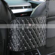 Diamond Car Net Pocket Handbag Holder Multifunctional Car Organizer Compatible With Front Opening Armrest Box thumbnail-2