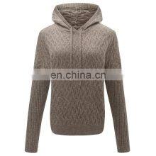 Women Casual Fashion Cashmere Twisted Knit Loose Pullover Hoodie thumbnail-4