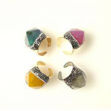 Green Agate Ring Gold Plated thumbnail-3