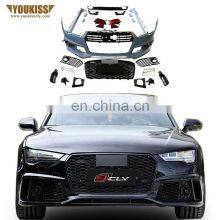 Auto Car Bumpers For 2016-2018 Audi A7 Upgrade RS7 Body Kits Front Car Grille Fog Lamp Grille Side Skirt Taillight Exhaust Pipe thumbnail-1