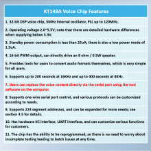 KT148A Sound Chip Voice IC One Wire UART Control 420s Built-in Memory Reprogrammable Alternative to OTP Alarm Box Audio Playback Voice Prompt Alarm thumbnail-3