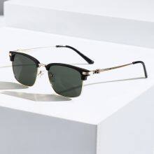 Wholesale Classic UV400 Protection Summer Sunglasses for Men Oval Frame Driving Eyewear for Women Youth Retro Shades Metal Frame Eyewear thumbnail-3