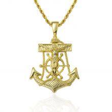 New Trend of Personalized & Fashionable Hip-Hop Jewelry Gifts: New Brass Gold-Plated Inlaid Zircon Portrait & Anchor Pendant thumbnail-5