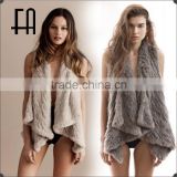 Factory direct wholesale pricea asymmetric rabbit knitted fur shawl with spread collar