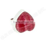 rhodochrosite heart cab gemstone solid 925 silver plain band wholesale rings jewelry